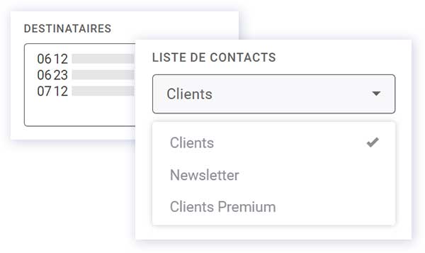 Sélectionner vos destinataires SMS