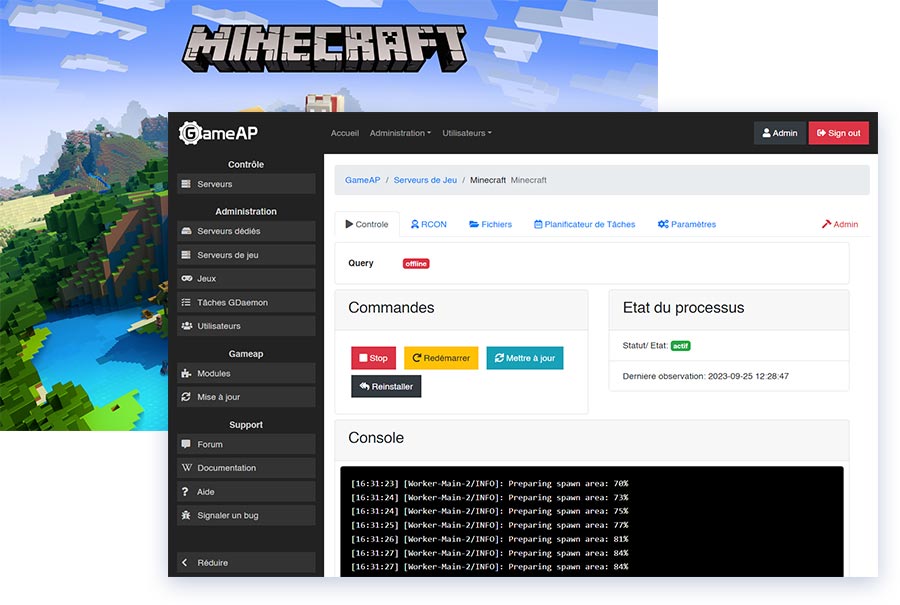 Hébergement de Serveur Minecraft tout inclus et personnalisable